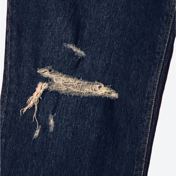 #018 Old Navy women high-rise ripped distressed look! slouchy straight jeans. - Picture 5 of 9